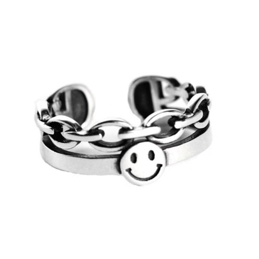 Dame ring med smilende ansigt D2964