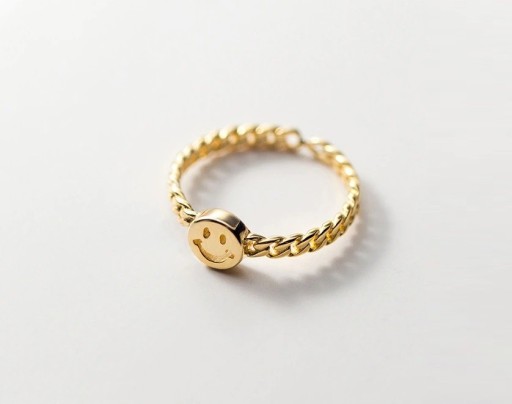 Dame ring med smilende ansigt D966