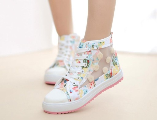 Dame sneakers med blomster