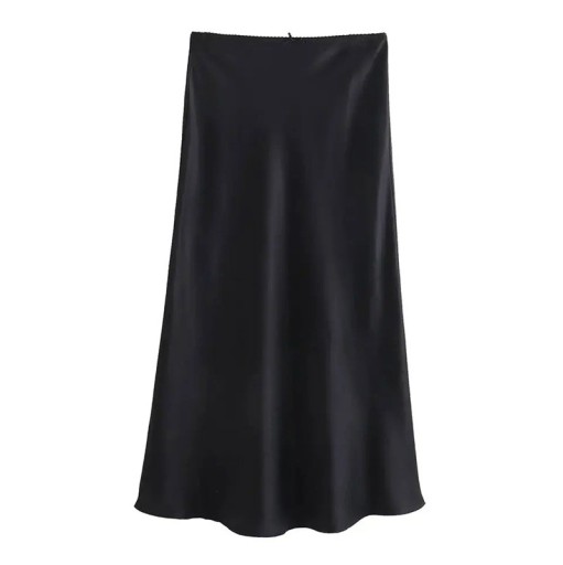 Dame sommer satin nederdel med høj talje Elegant bred nederdel med sløjfe Let og luftigt materiale Ideel til sommer og fester