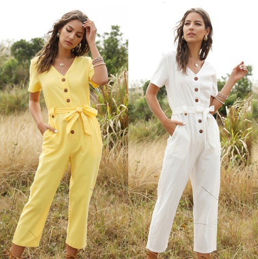 Dame sommerjumpsuit med knapper