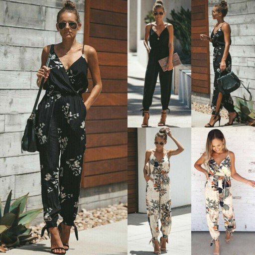 Dame sommerjumpsuit med slidser