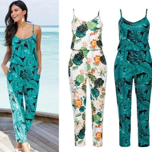 Dame sommerjumpsuit med spaghettistropper