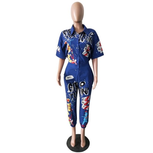 Dame sommeroveralls med print A2100