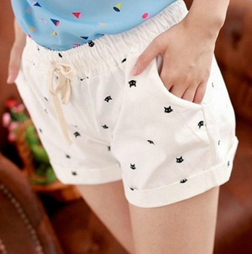 Dame sommershorts med katte J3195