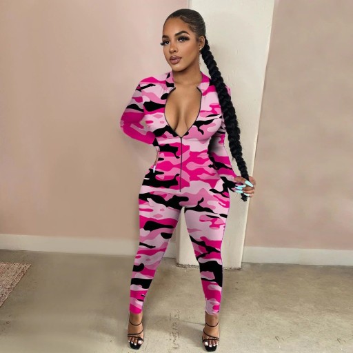 Dame sportsjumpsuit med mønster