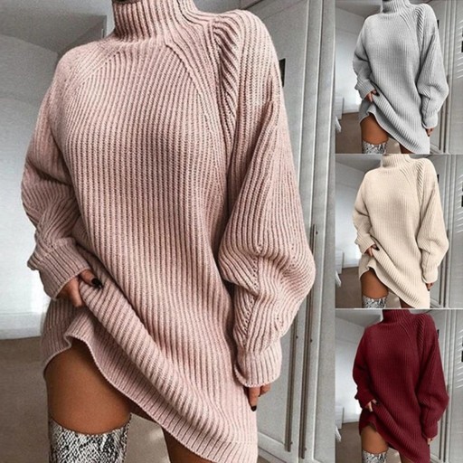 Dame strikket oversized rullekrave G320