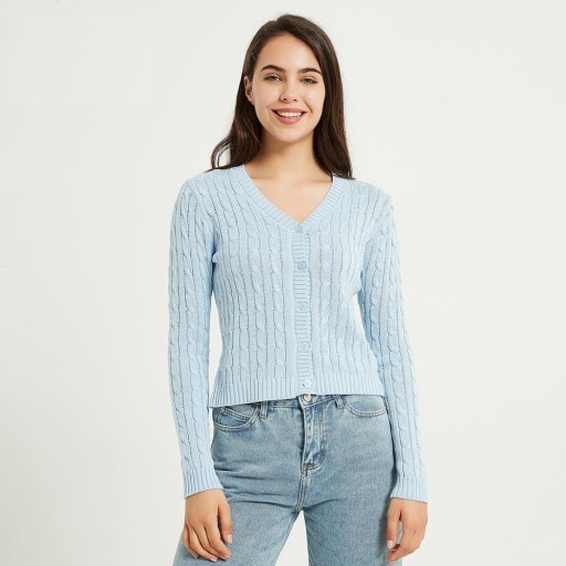 Dame sweater med knapper A2128