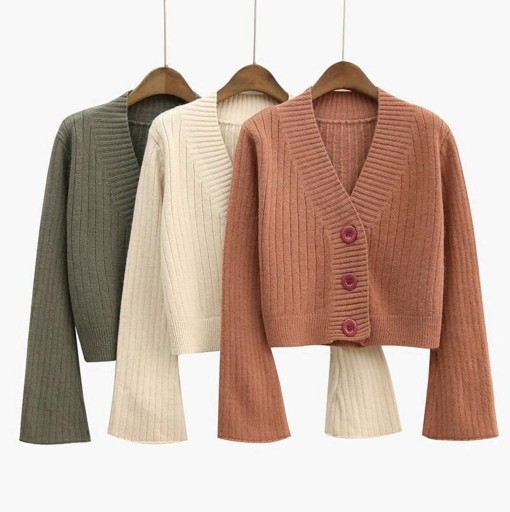 Dame sweater med knapper A2937