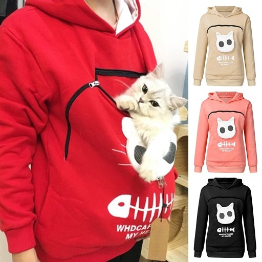 Dame sweatshirt med kattemotiv