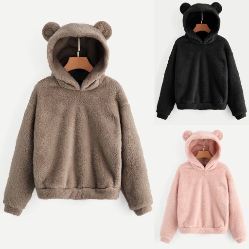 Dame sweatshirt med pels og ører