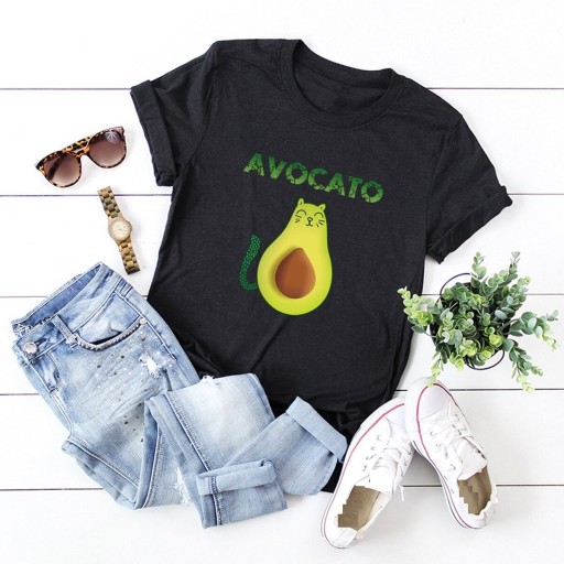 Dame T-shirt med avocadoprint