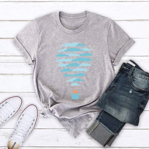 Dame T-shirt med ballonprint