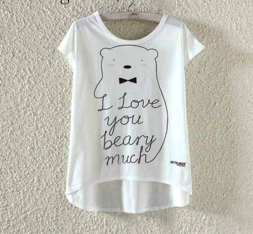 Dame-T-shirt med bamse