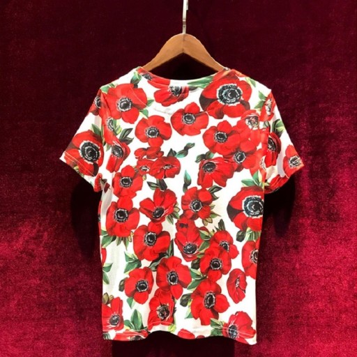 Dame T-shirt med blomster A1083