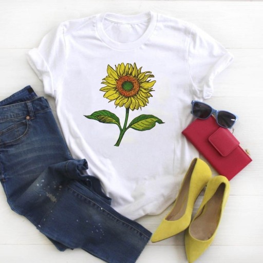 Dame-T-shirt med blomstermotiv