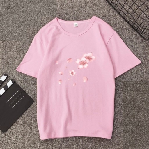 Dame T-shirt med blomsterprint A1303