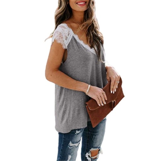 Dame T-shirt med blonde A1203