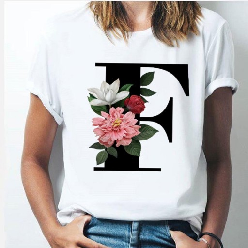 Dame T-shirt med bogstav