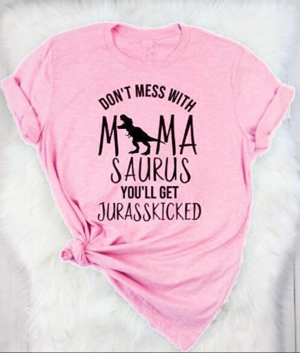 Dame T-shirt med dinosaurprint A819