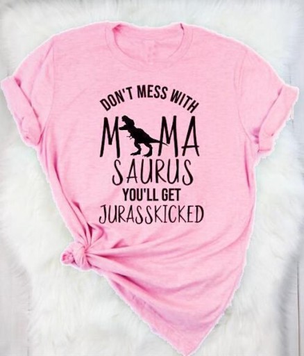 Dame T-shirt med dinosaurprint B252