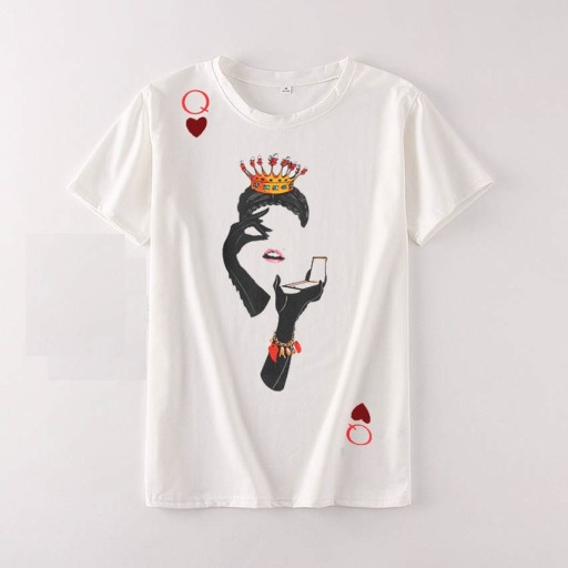 Dame-T-shirt med dronningeprint