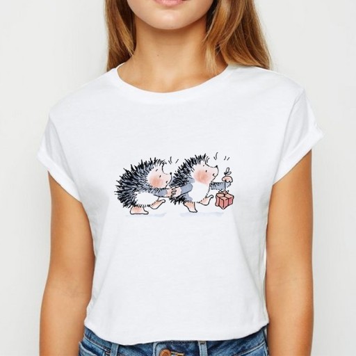 Dame T-shirt med dyreprint B352