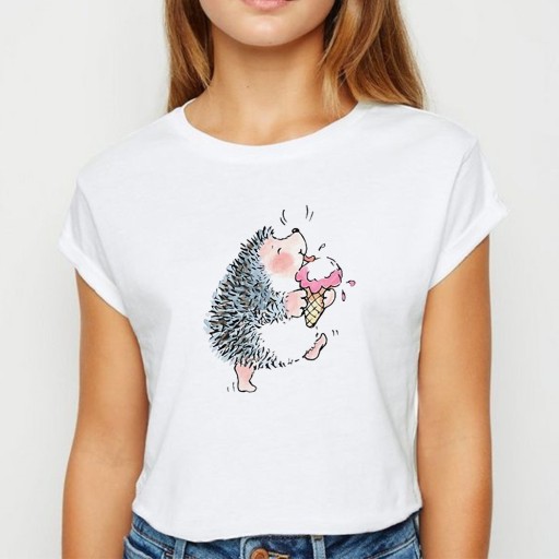 Dame T-shirt med dyreprint B352