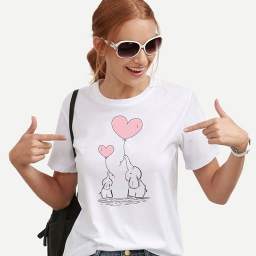 Dame T-shirt med elefanter