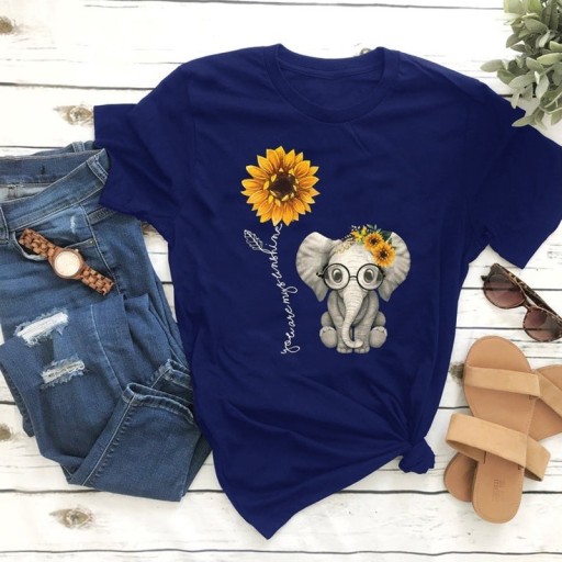 Dame T-shirt med elefantprint