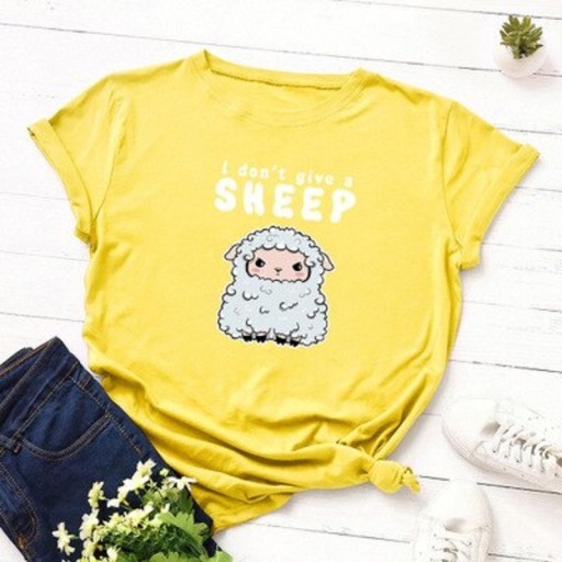 Dame T-shirt med fåreprint