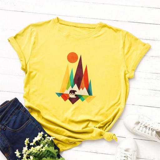 Dame T-shirt med farverigt print B162