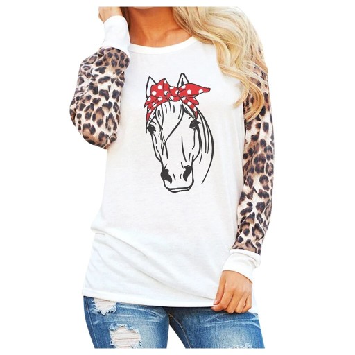 Dame T-shirt med hesteprint B349
