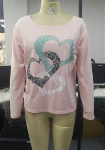 Dame T-shirt med hjerteprint B218