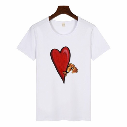 Dame T-shirt med hund