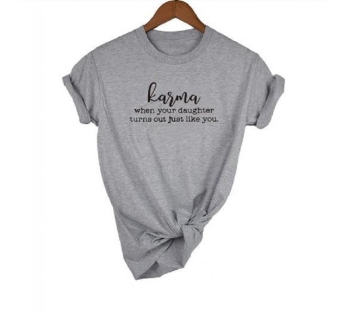 Dame-T-shirt med karma-print