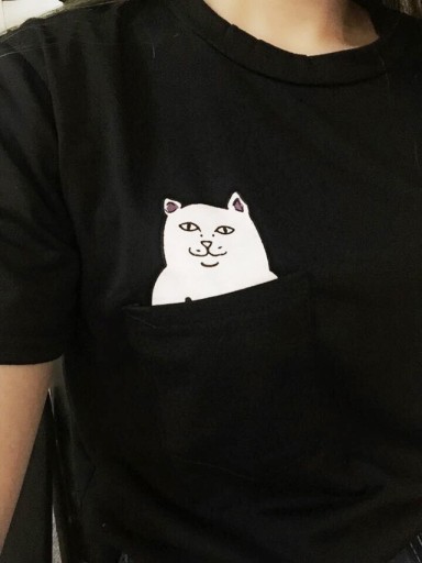Dame T-shirt med kat J1793
