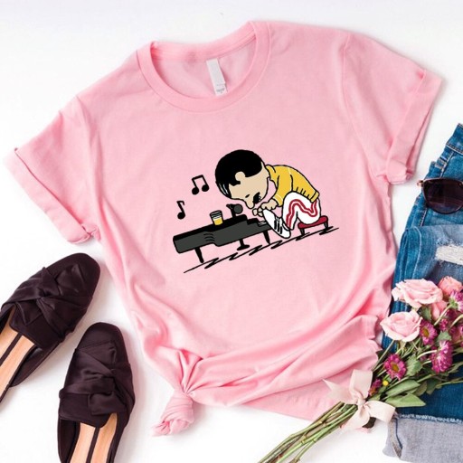 Dame-T-shirt med klaverprint