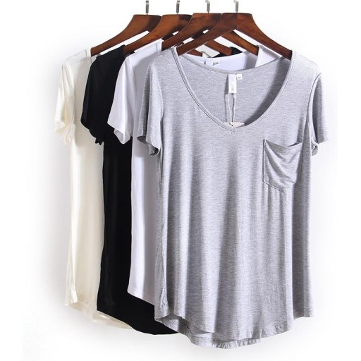Dame T-shirt med lomme