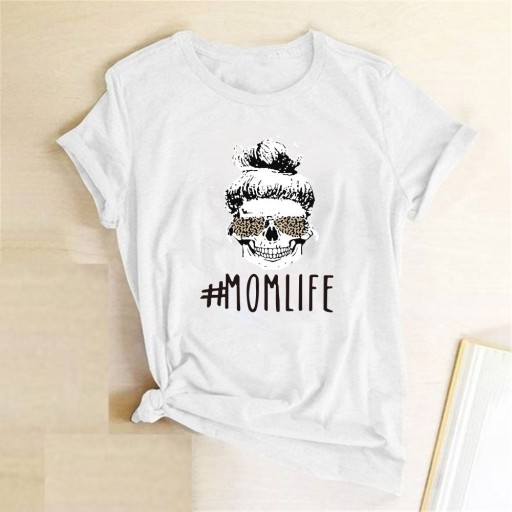 Dame T-shirt med mom life-print B335