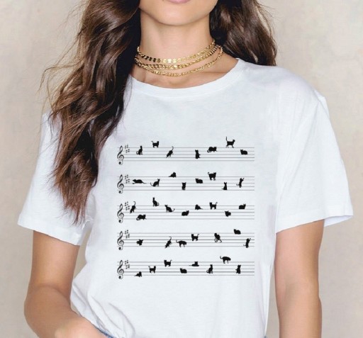 Dame-T-shirt med musikmotiv