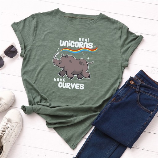Dame T-shirt med næsehornsprint