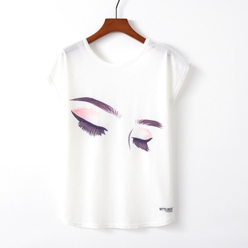 Dame T-shirt med øjenprint