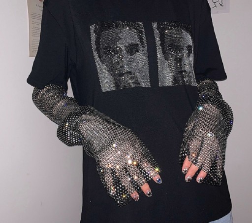 Dame T-shirt med pailletter A784