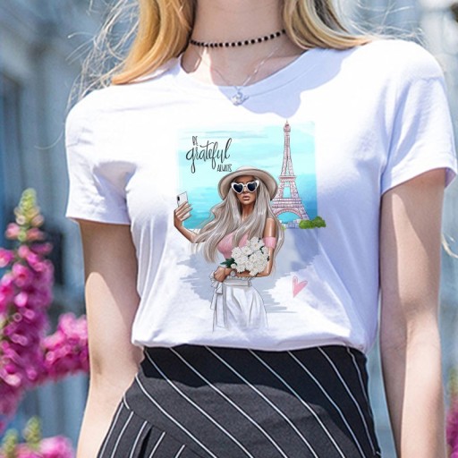 Dame-T-shirt med Paris-motiv