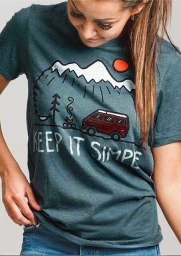 Dame-T-shirt med &quot;keep it simple&quot;-print