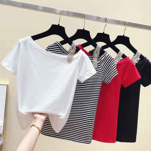 Dame T-shirt med rhinsten A1327