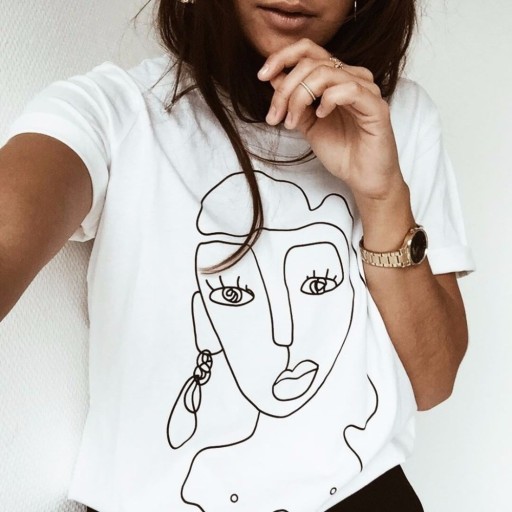 Dame-T-shirt med silhuetmotiv B270