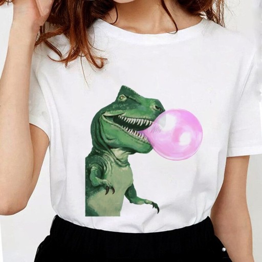 Dame-T-shirt med sjovt dyreprint