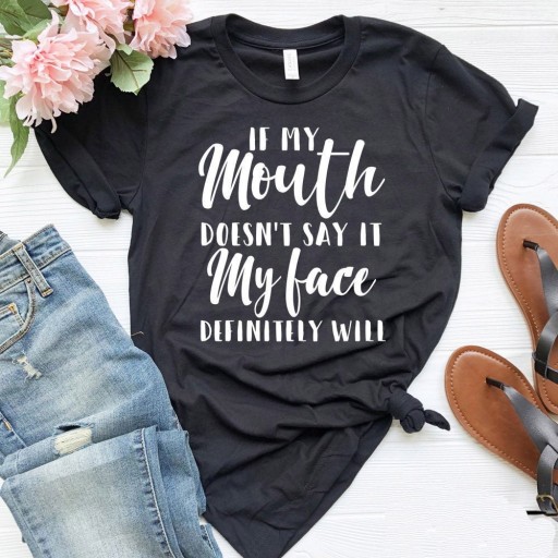 Dame T-shirt med sjovt print B101